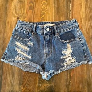 PACSUN High Rise Festival Jean Short Distressed